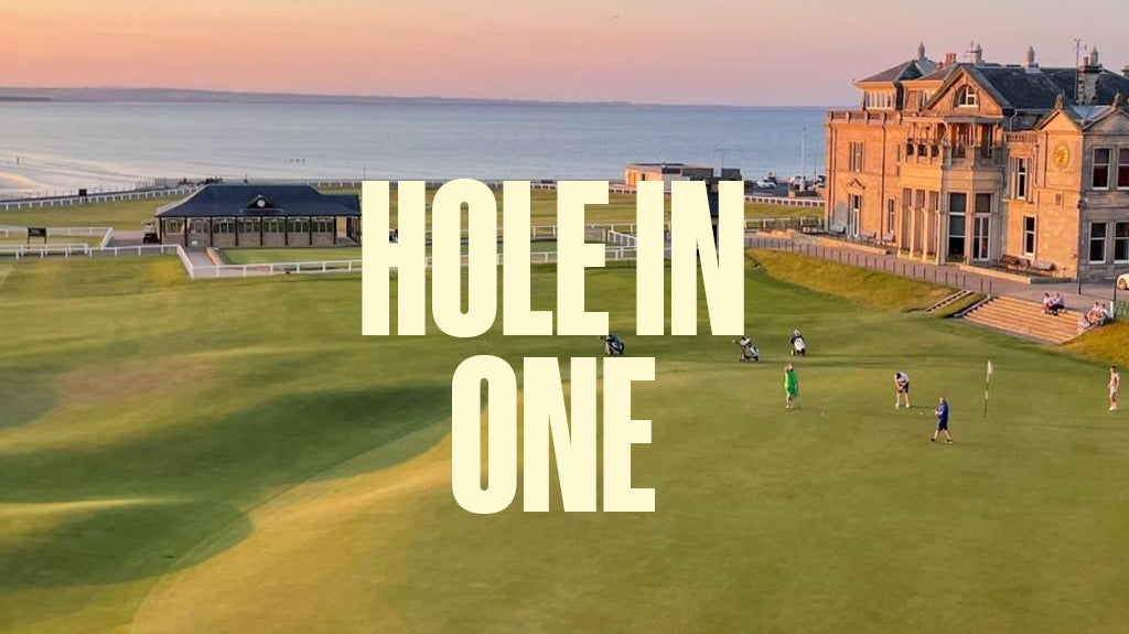 Image of the 18th tee at St. Andrews with ‘Hole in One’ caption