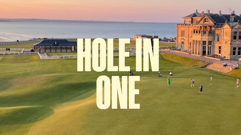 Image of the 18th tee at St. Andrews with ‘Hole in One’ caption