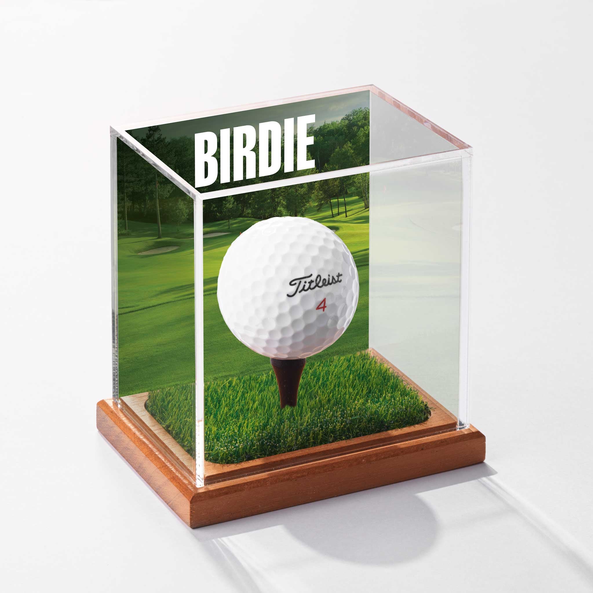 The Prestige-UV Birdie Background Golf Ball Display Case