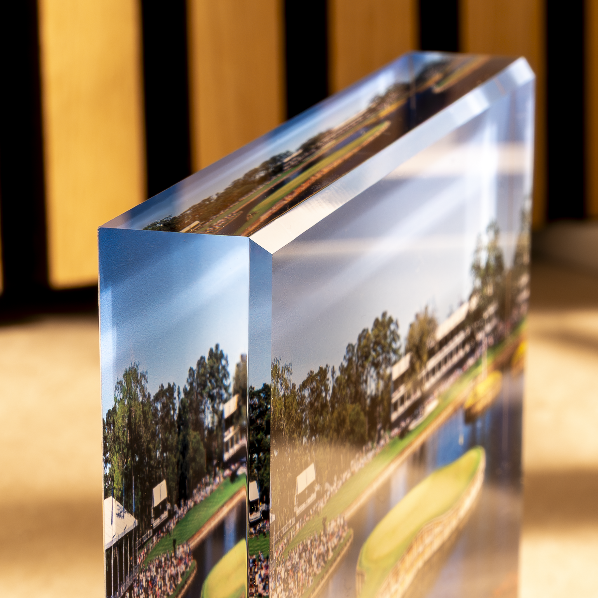 a close up of a glass block