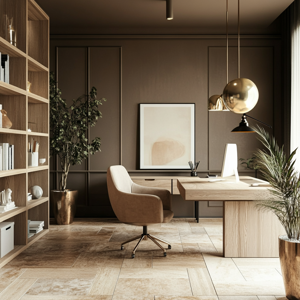 Warm Office with Stone Coloured Decoration