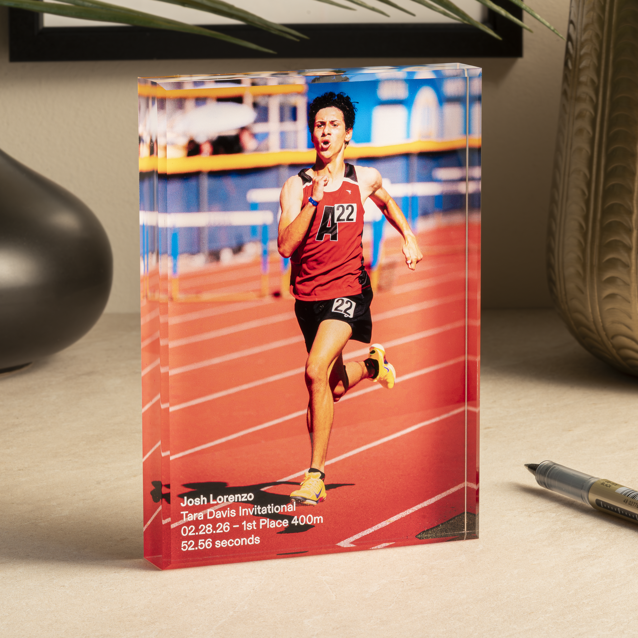 a picture of a man running on a table