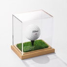 Prestige Oak base with turf inset, Standard golf ball display case