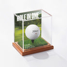 Hole in One golf ball display case with a Prestige Mahogany base