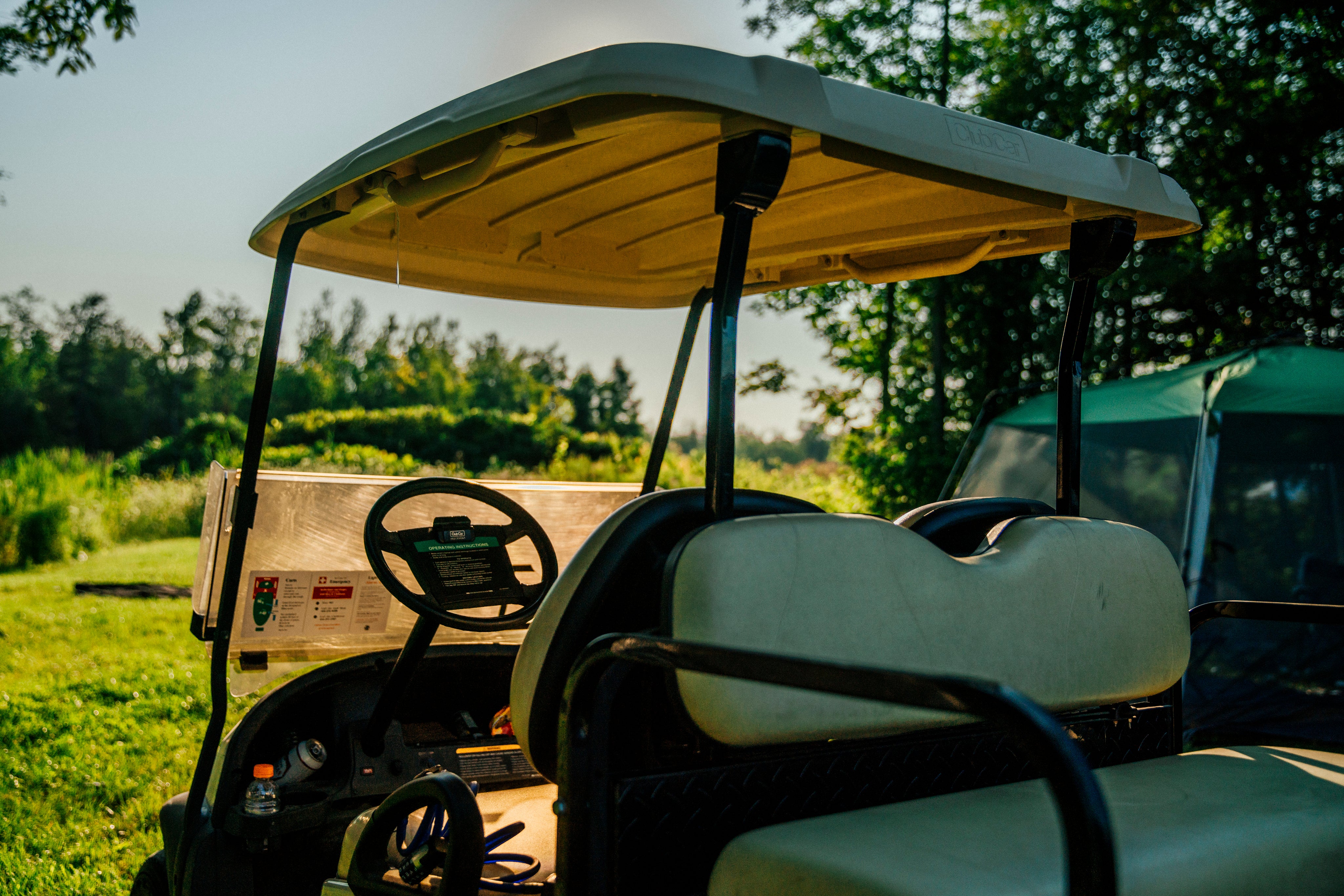 a golf cart with a canopy